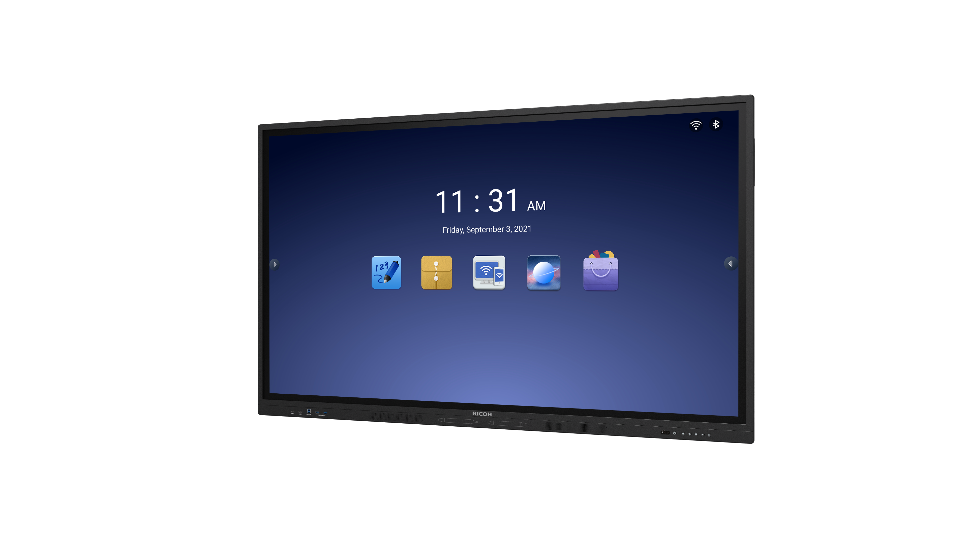 Le tableau interactif RICOH A8600 offre une expérience de collaboration fluide avec un écran 4K et une connectivité avancée