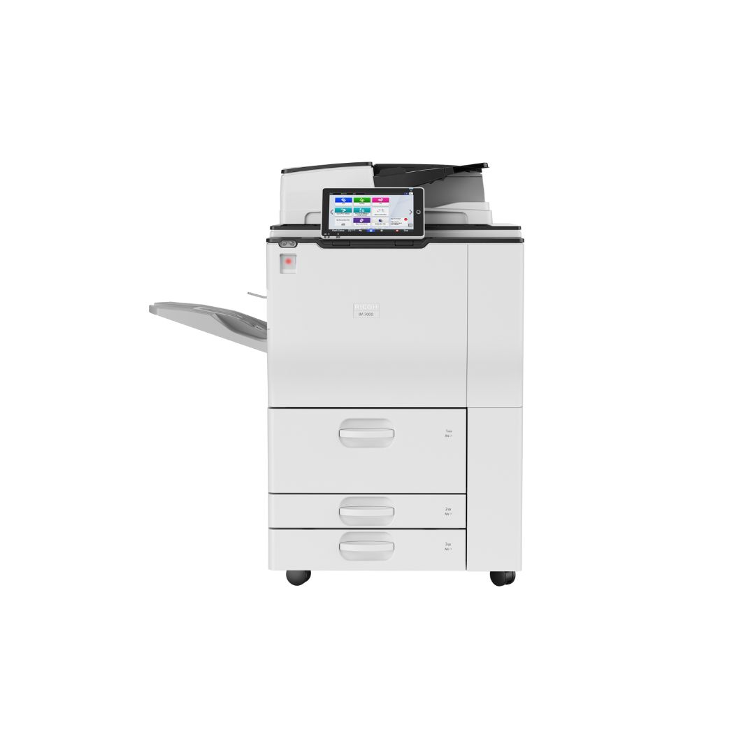 Gamme Ricoh IM 7000, IM 8000, IM 9000 — multifonctions monochromes à haut débit.