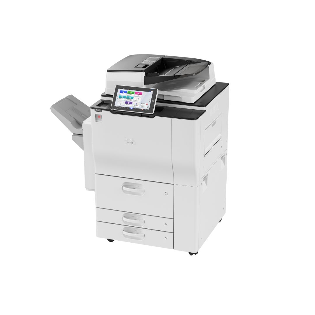 Gamme Ricoh IM 7000, IM 8000, IM 9000 — multifonctions monochromes à haut débit.